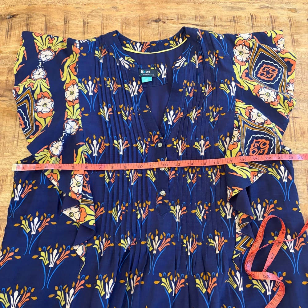 Anthropologie Maeve Cassandra Maxi Dress 1X Boho Pintuck Flutter Sleeve Floral - Picture 14 of 15
